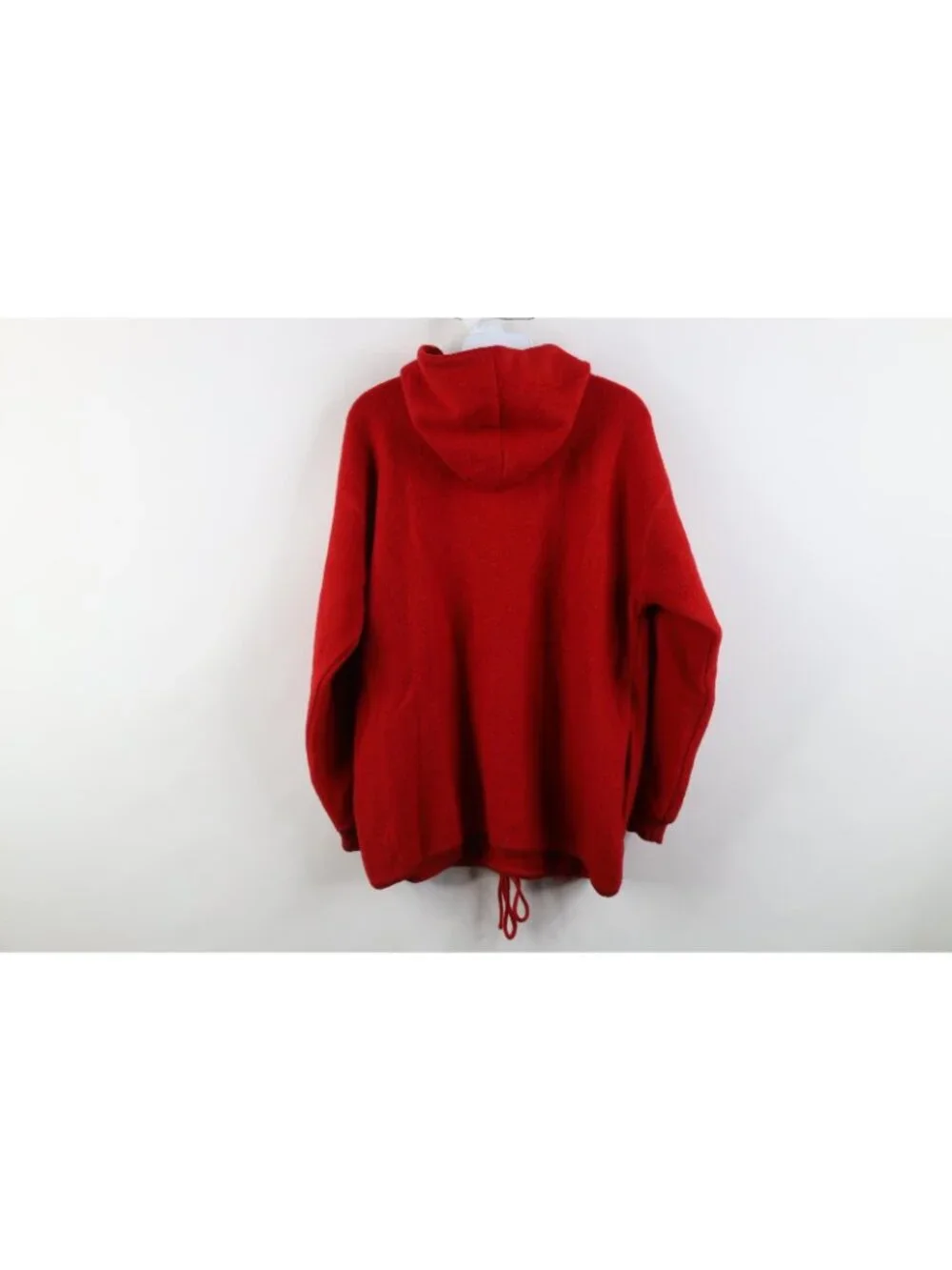 Vintage 90s Cabelas Mens Size Small Blank Wool Knit Hoodie Hooded Sweater Red